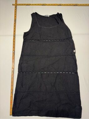 Vintage Jonny Was black ladder lace minimalist Langenlook cottagecore linen dres